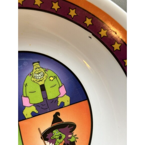 Vintage Halloween Candy Bowls Melamine Mario Lot of 2 Dracula Frankenstein 10" - Picture 14 of 14